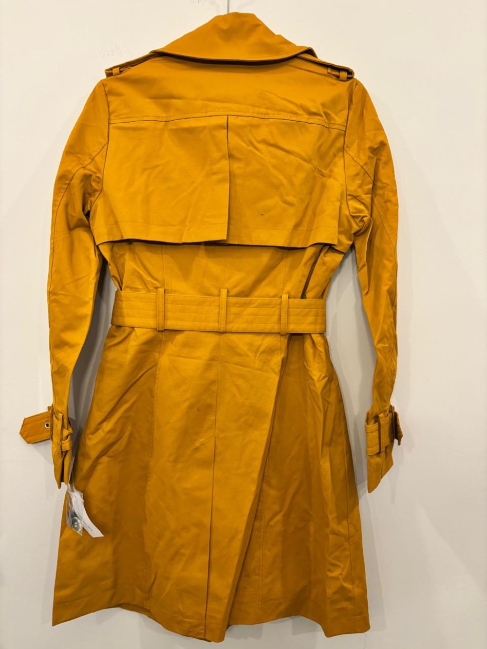 New York & Company Mustard Yellow Trench Coat Belted Size XS #A42 - Picture 4 of 4